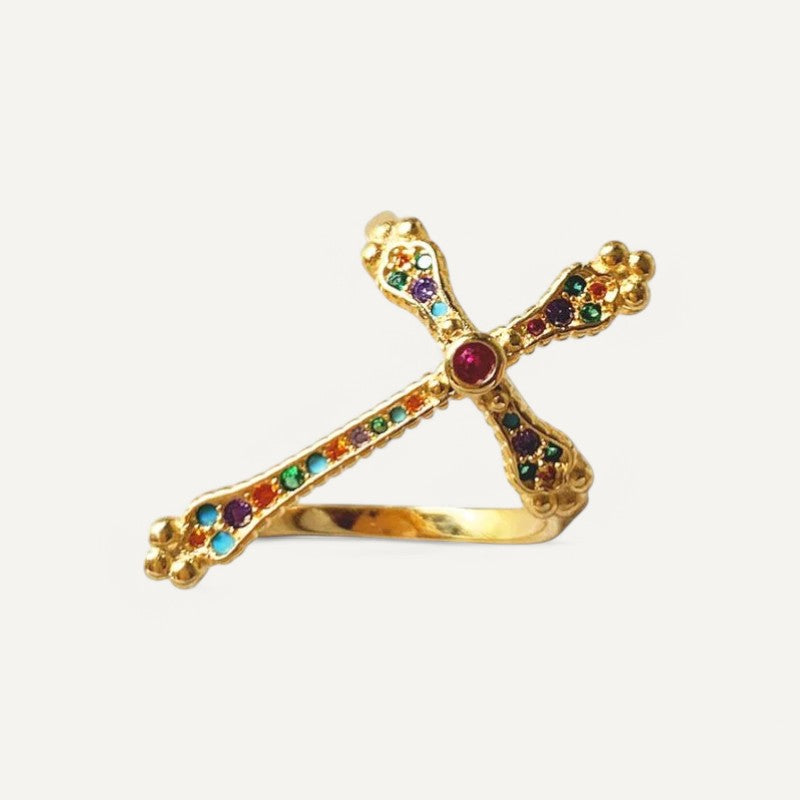 Antiker Kreuzring Gold