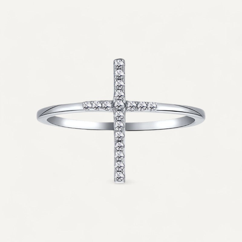 Silberner Kreuzring für Damen