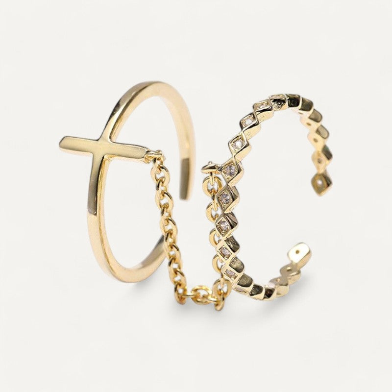 Doppelkreuz-Ring aus Sterlingsilber