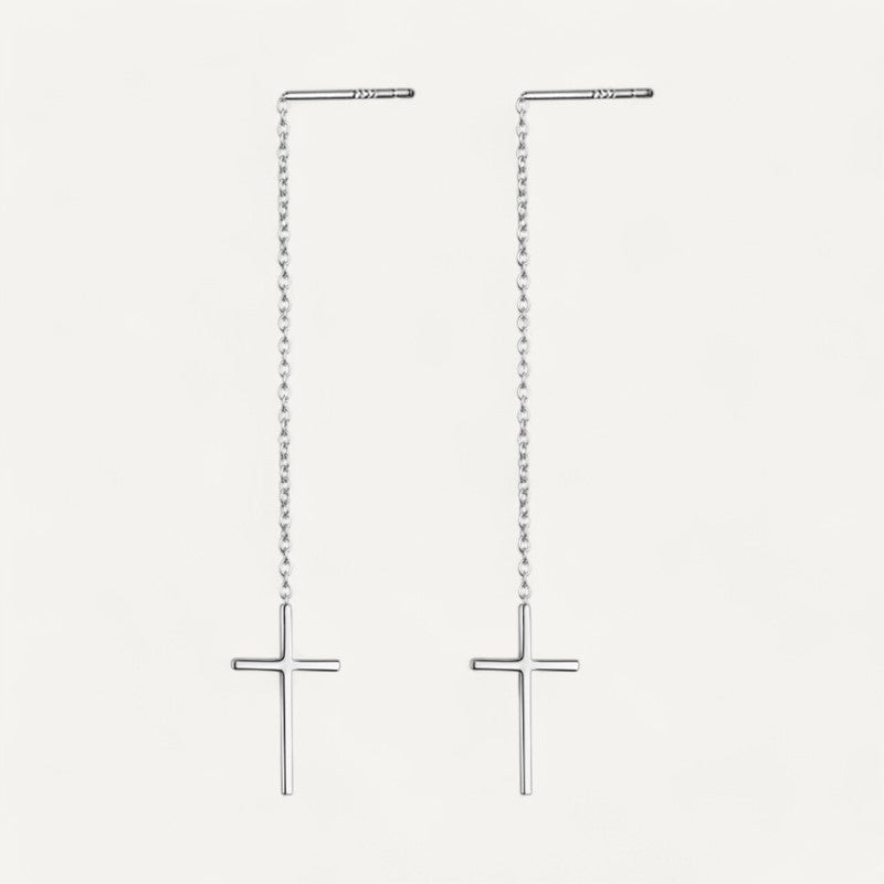 Kreuz-Ohrring mit langer Kette