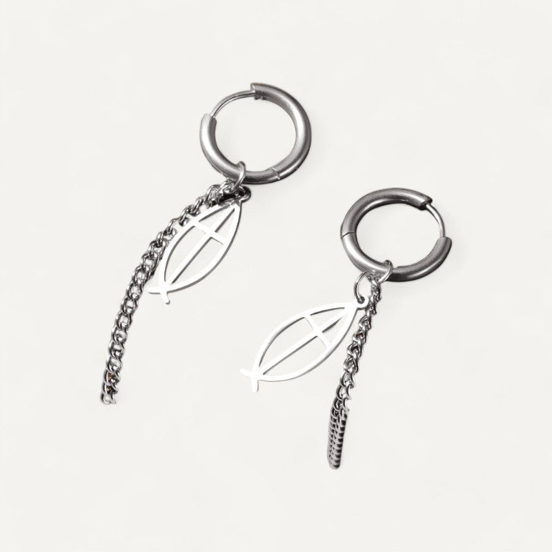 Ohrringe mit Fisch-Kreuz