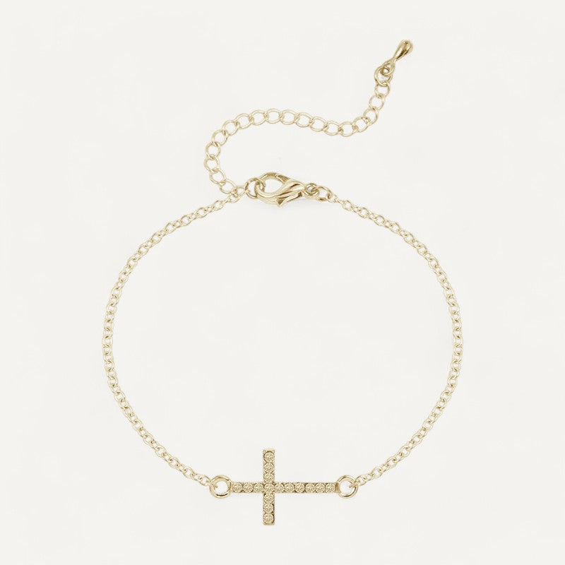 Armband aus Silber mit mit Kristallen besetztem Kreuz