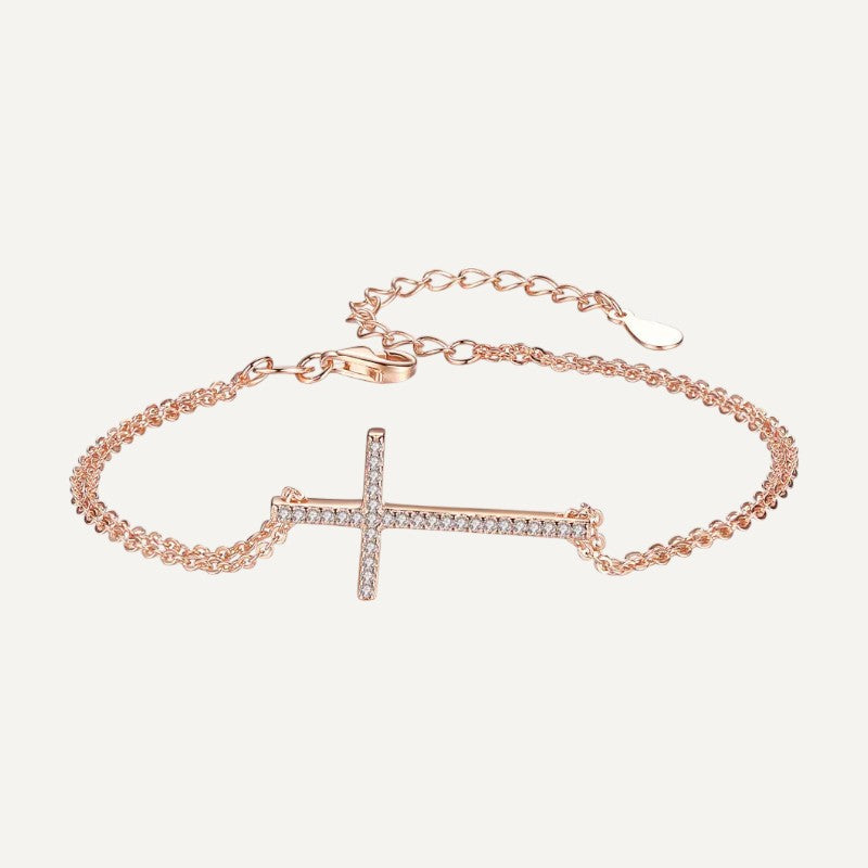 Rosa Damenarmband mit Kreuz