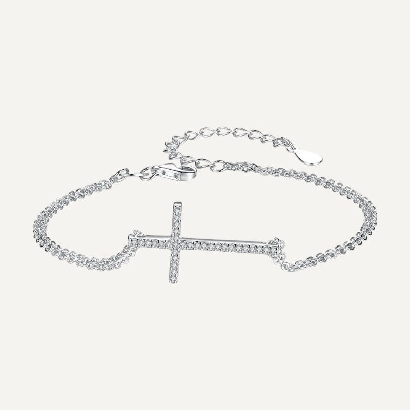 Rosa Damenarmband mit Kreuz