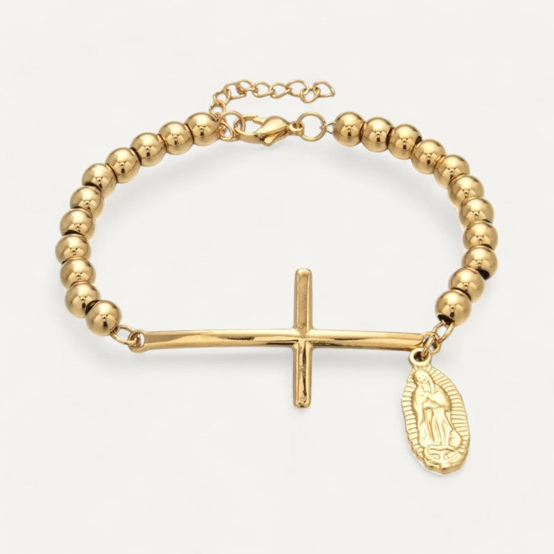 Armband mit Kreuz und Medaillon der Jungfrau Maria