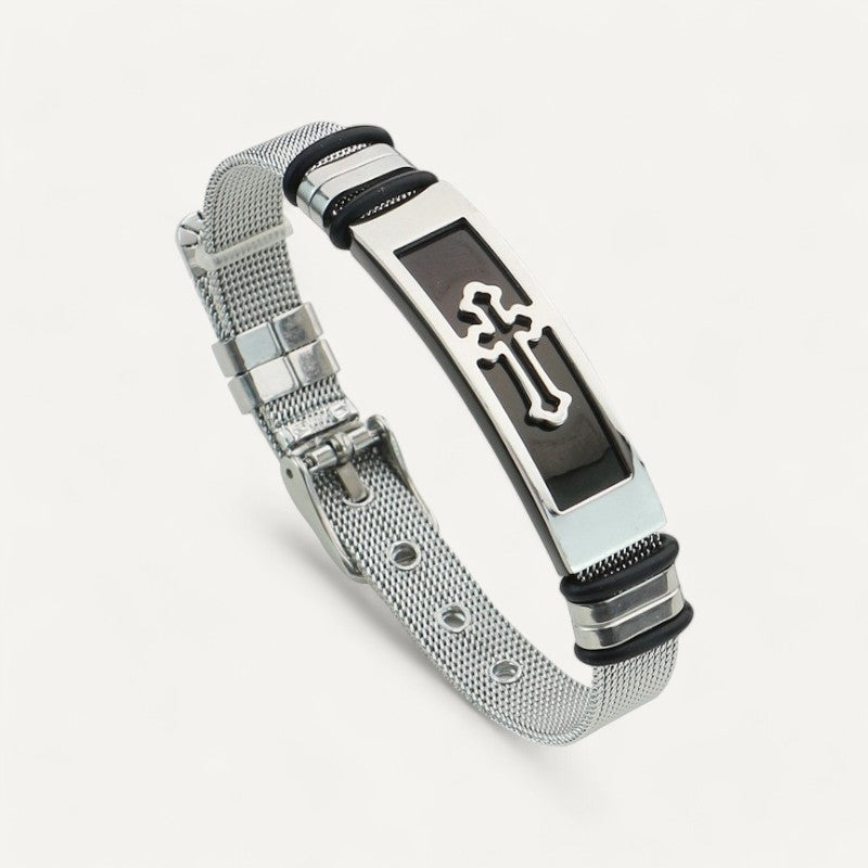 Herren-Armband mit Kreuz – Breite Kette