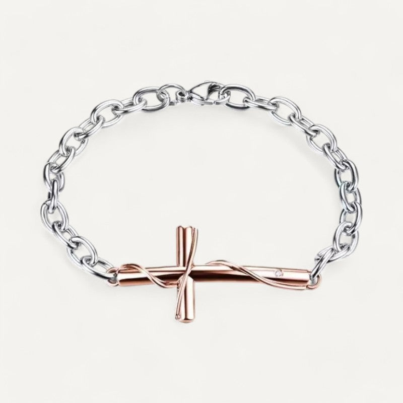 Armband aus Silber mit Kreuz – Unisex