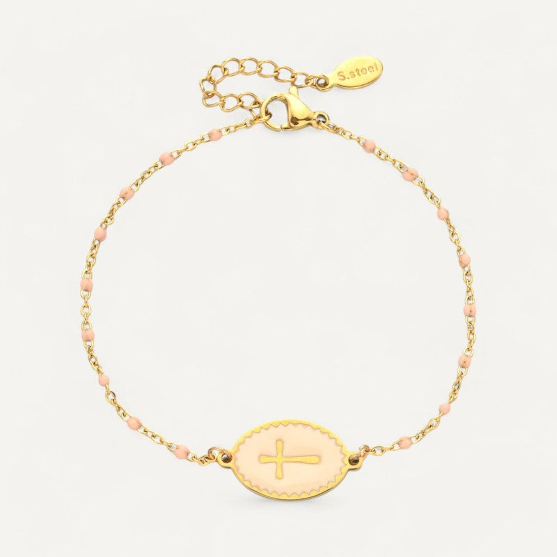 Emaille-Armband mit Kreuzanhänger