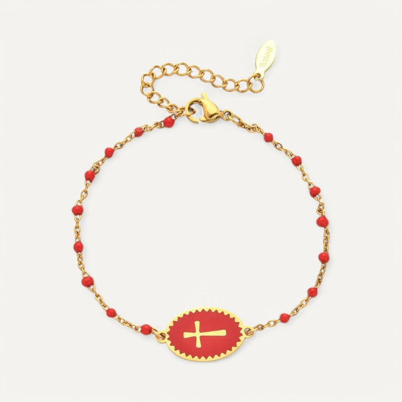 Emaille-Armband mit Kreuzanhänger