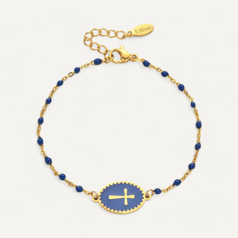 Emaille-Armband mit Kreuzanhänger