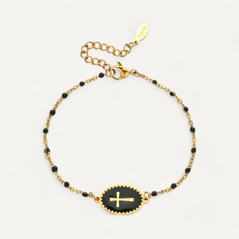 Emaille-Armband mit Kreuzanhänger