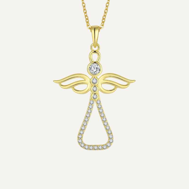 Damen-Kreuz-Halskette mit Engel