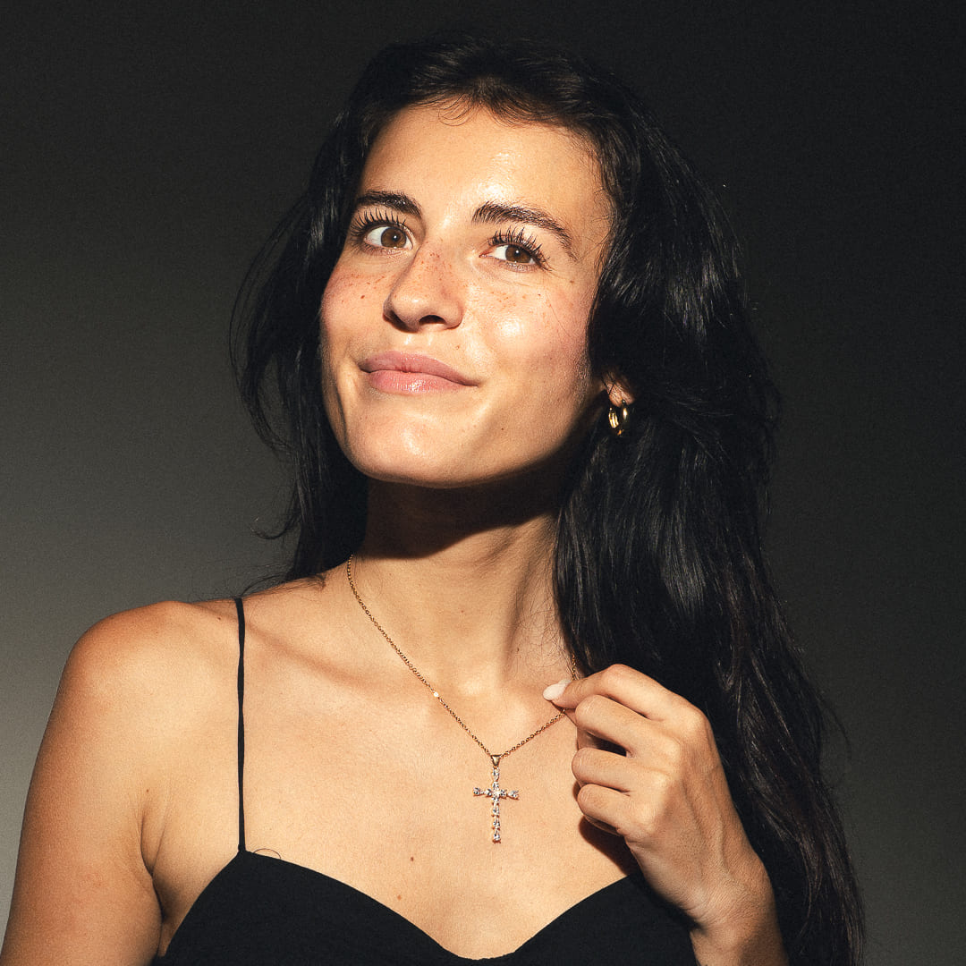 Kreuz-Halskette mit Kristall für Damen