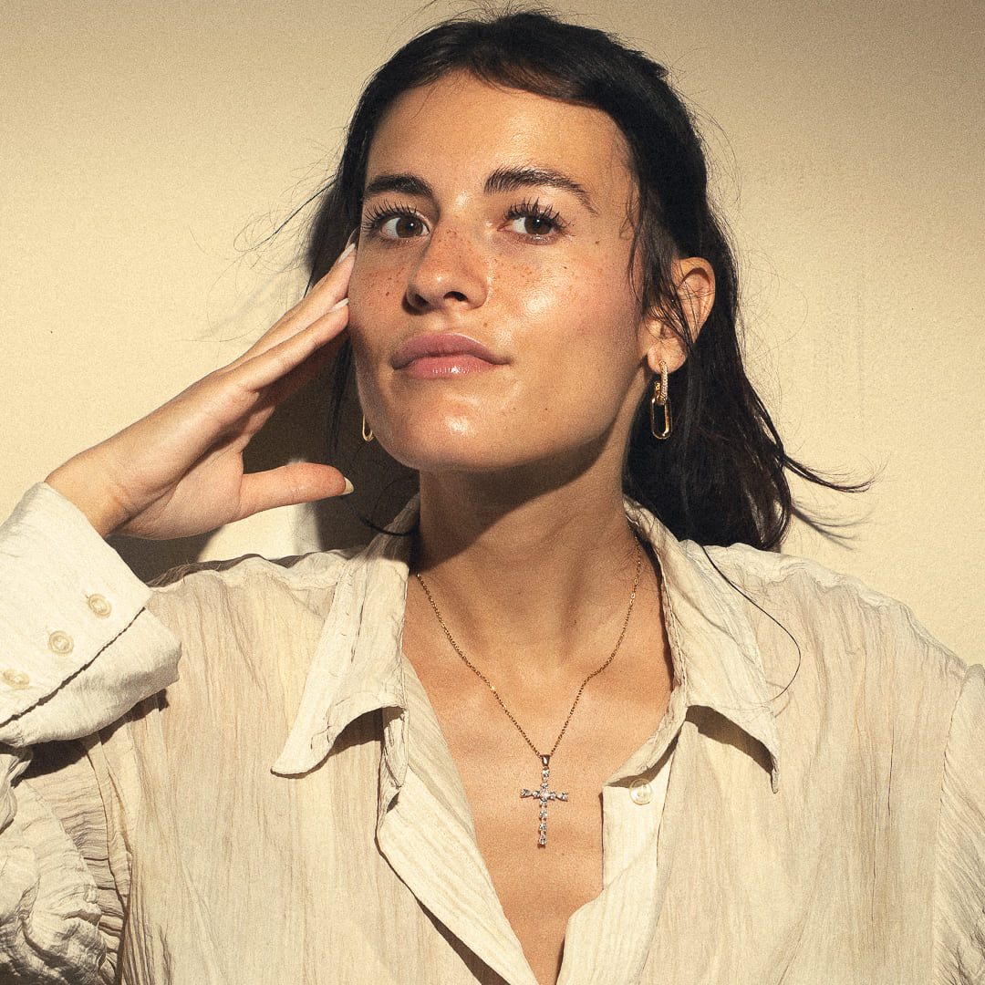 Kreuz-Halskette mit Kristall für Damen