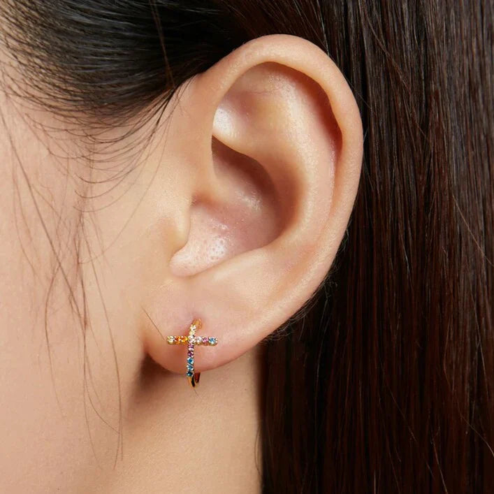 Boucles d'Oreilles Croix Ouvertes Or