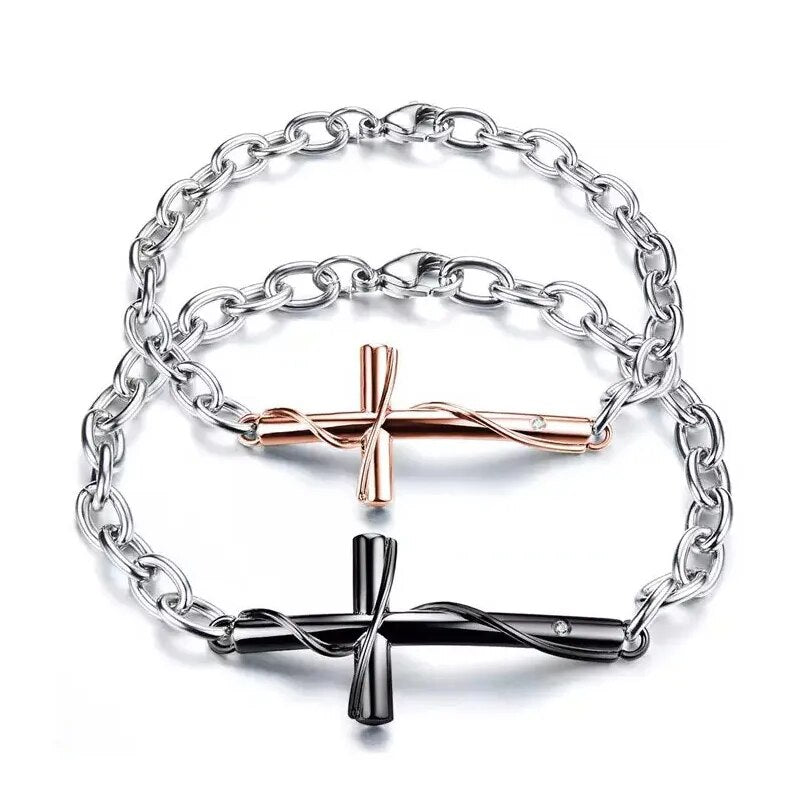 Armband aus Silber mit Kreuz – Unisex