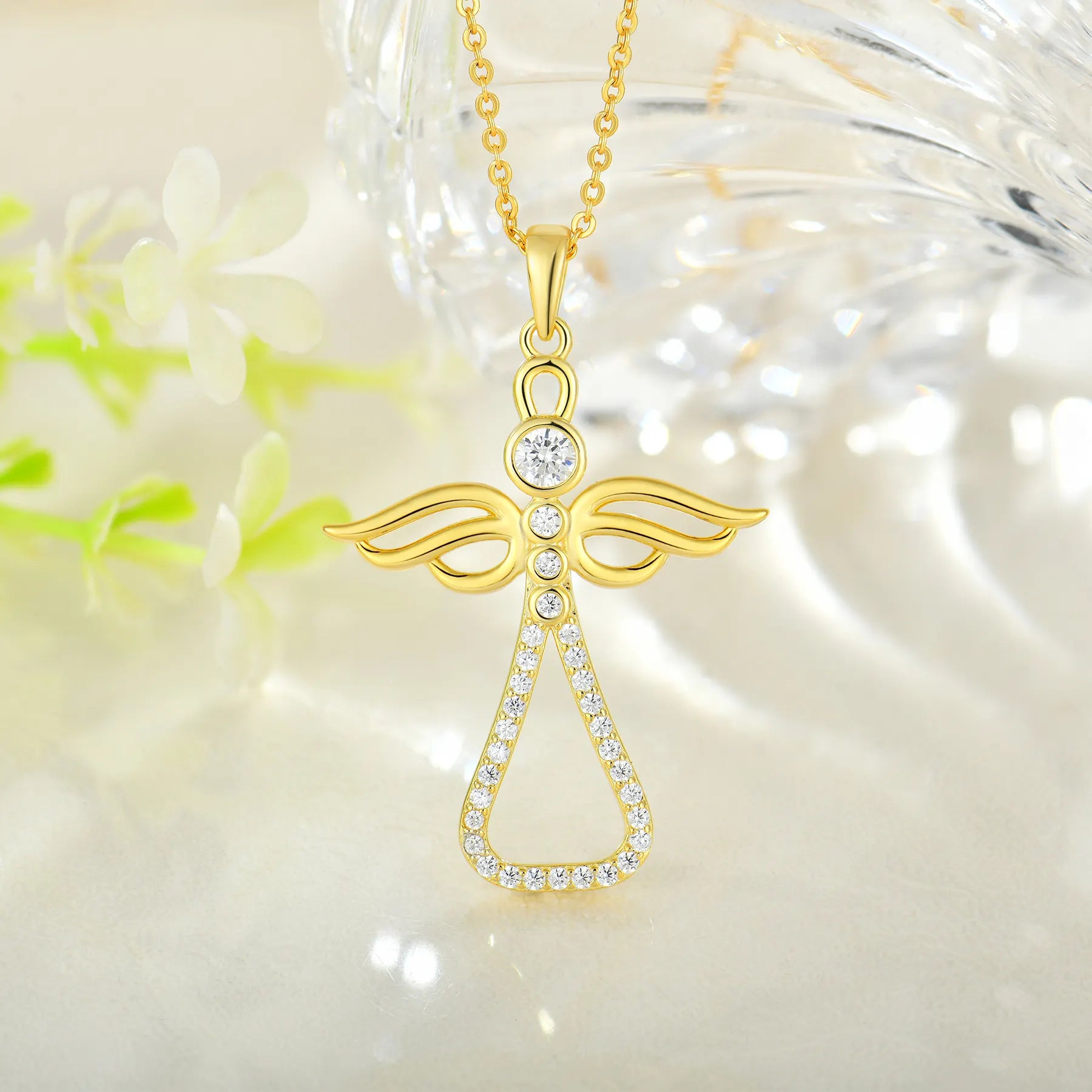 Damen-Kreuz-Halskette mit Engel