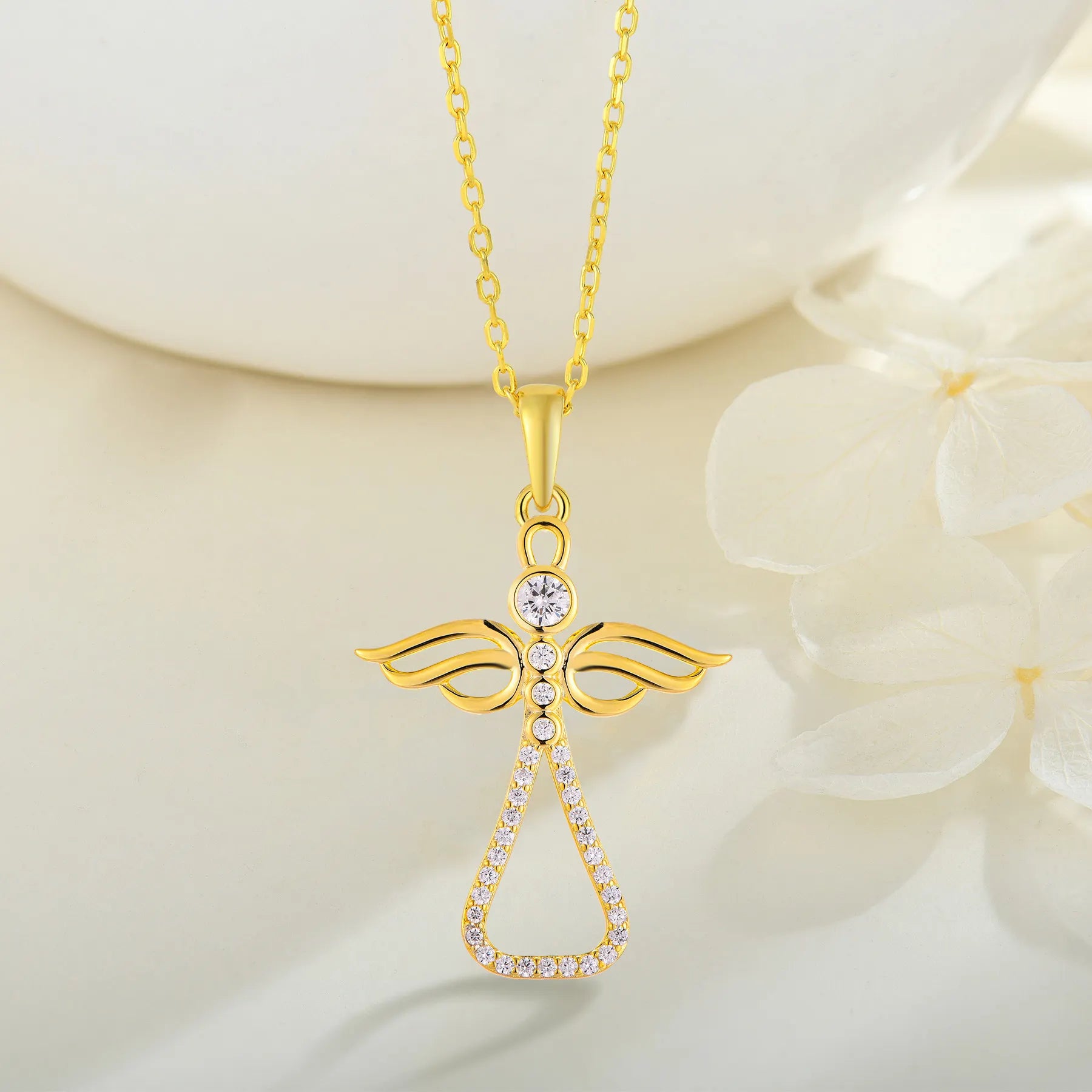 Damen-Kreuz-Halskette mit Engel