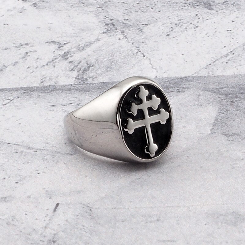 Kreuz von Lorraine Siegelring Silber