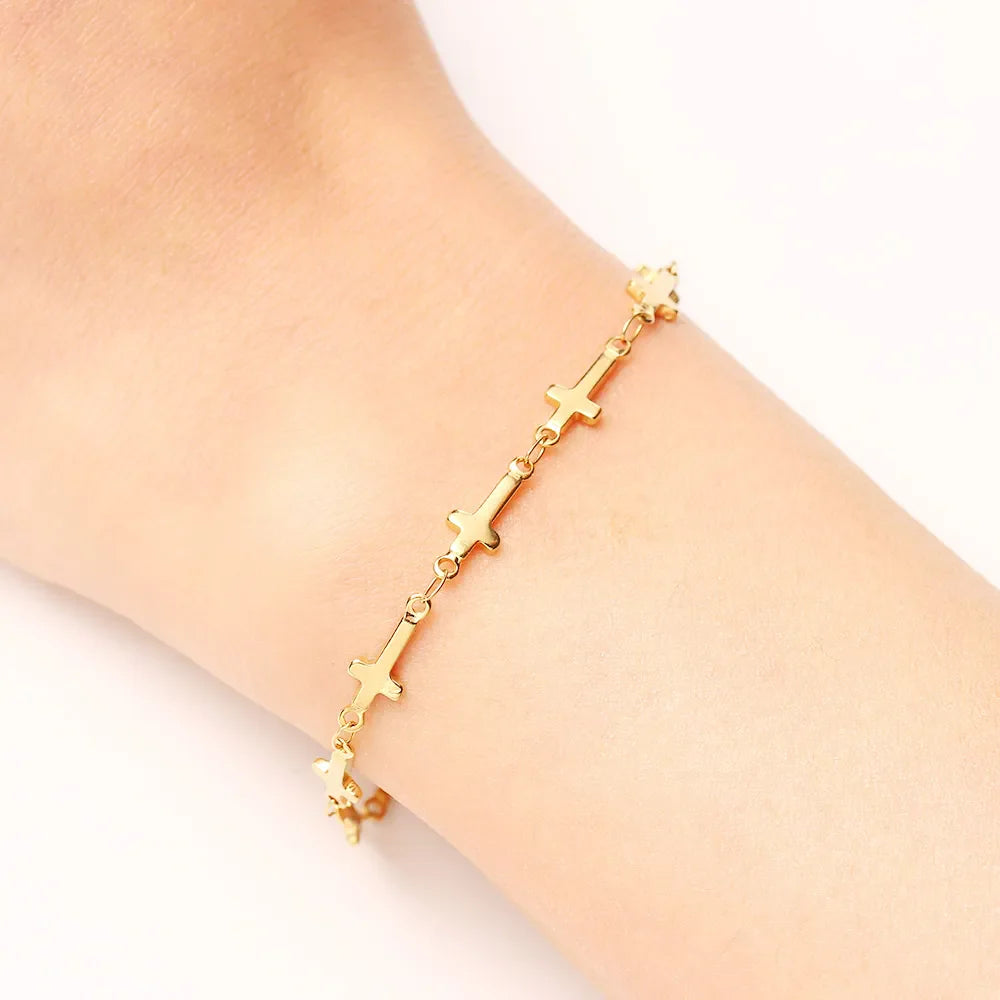 Edelstahlarmband mit Kreuzanhänger