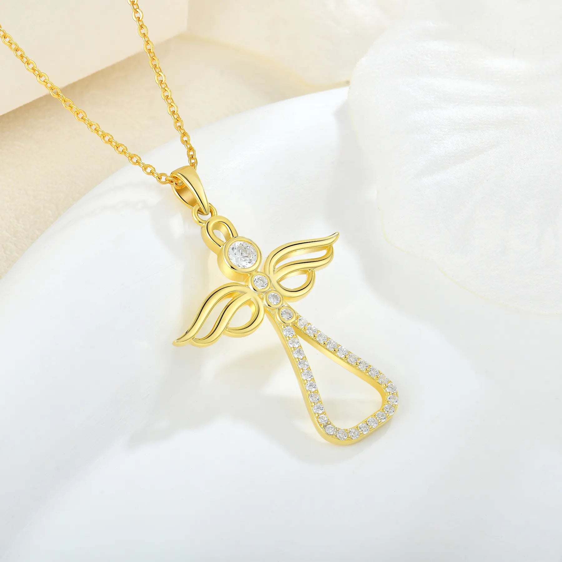 Damen-Kreuz-Halskette mit Engel