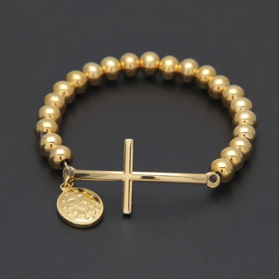 Armband mit Kreuz und Medaillon der Jungfrau Maria