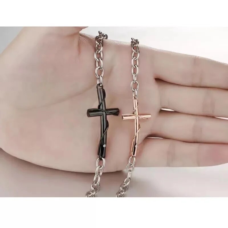 Armband aus Silber mit Kreuz – Unisex