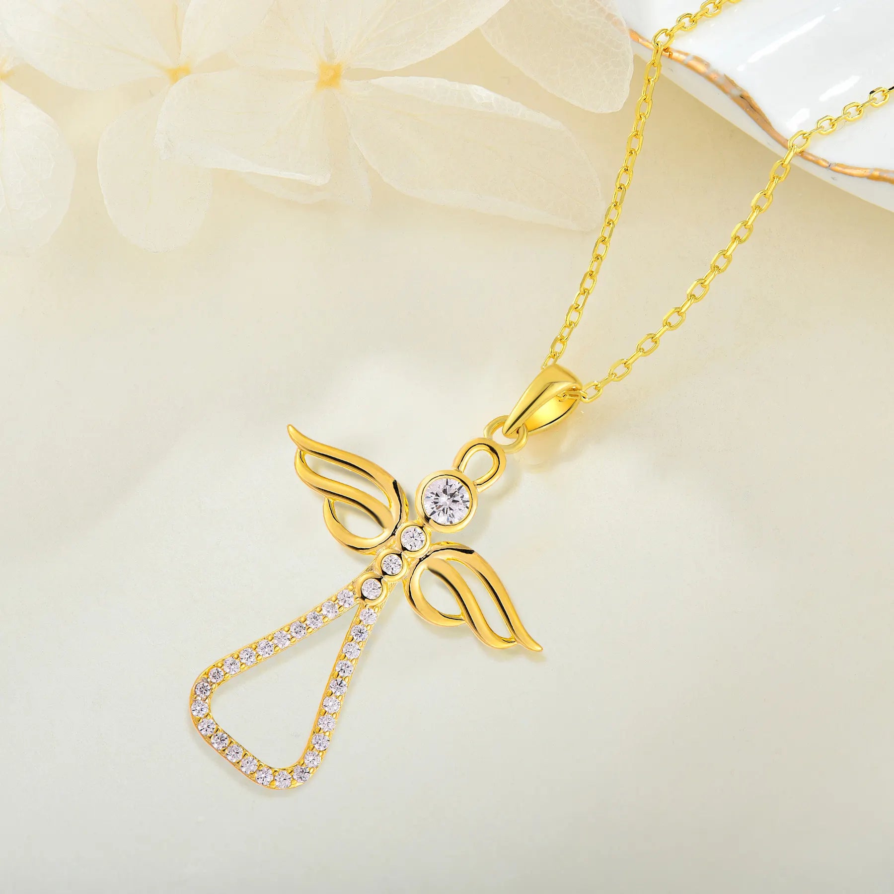 Damen-Kreuz-Halskette mit Engel