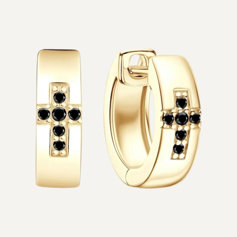 Kreolen mit Kreuz & Stein