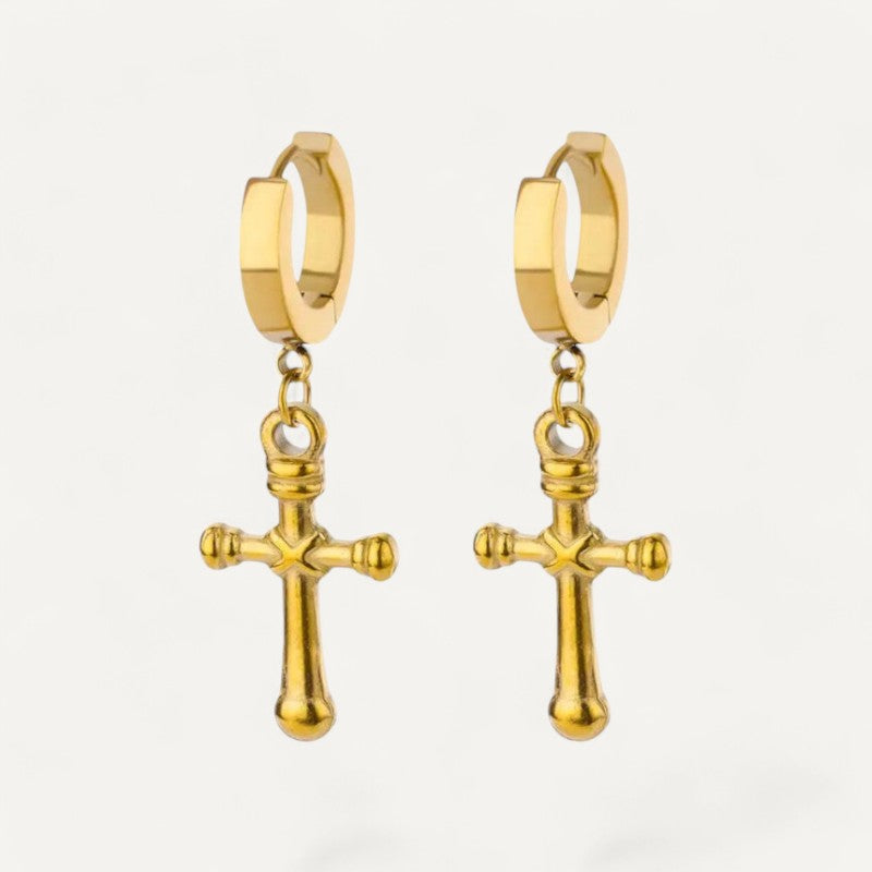 Goldene Kreuz-Ohrringe