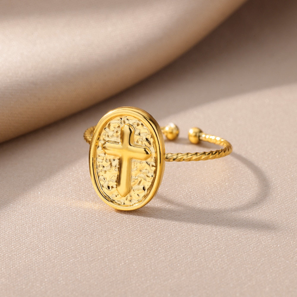 Gold Kreuz Ring für Damen