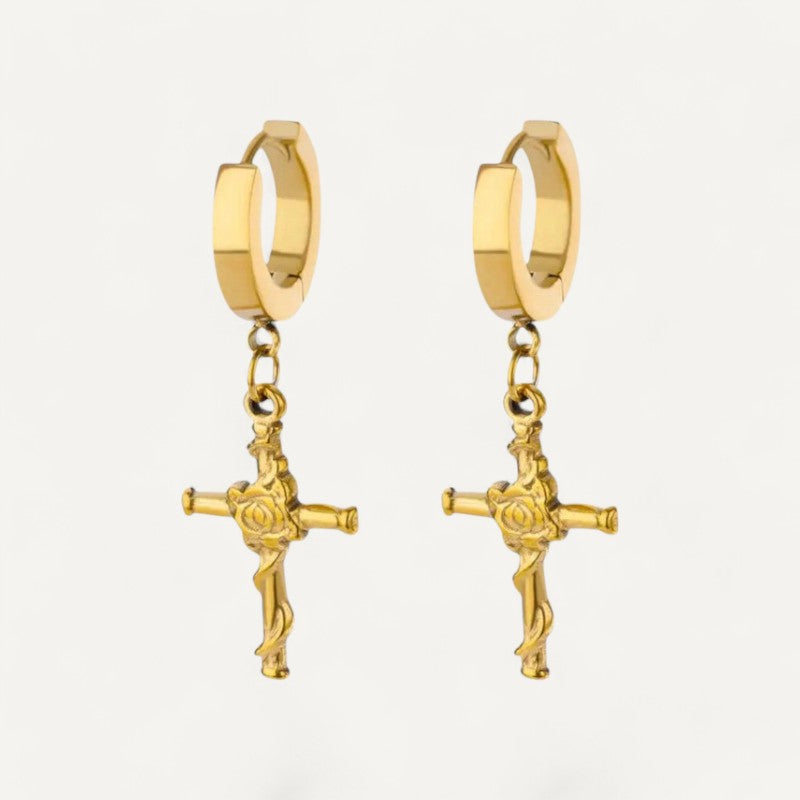 Florale Kreuz-Ohrringe