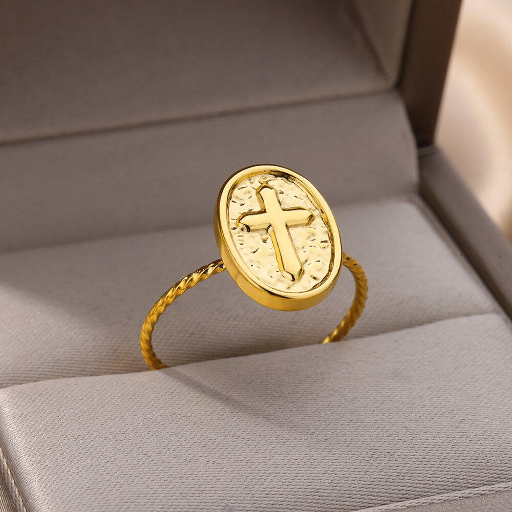 Gold Kreuz Ring für Damen