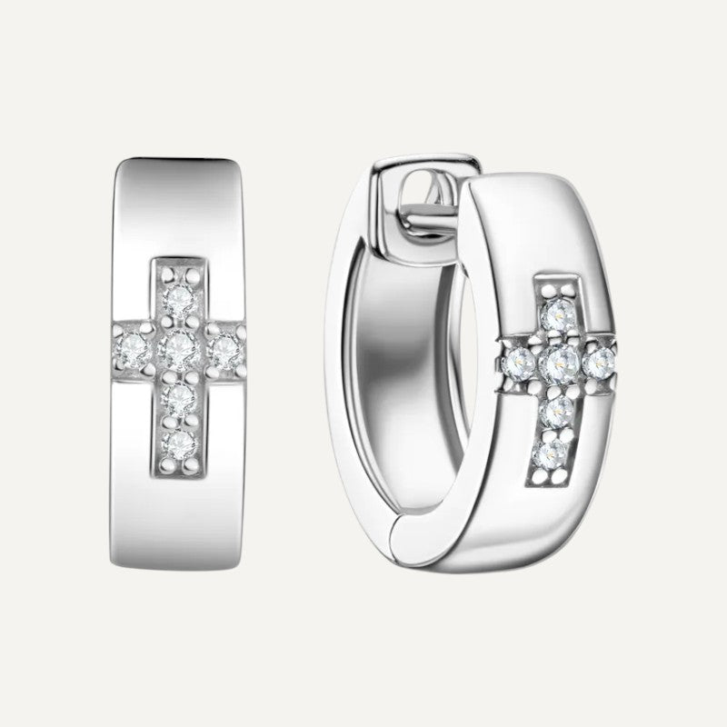 Kreolen mit Kreuz & Stein