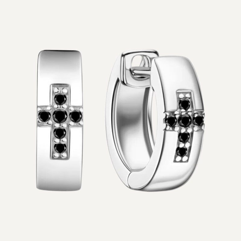 Kreolen mit Kreuz & Stein