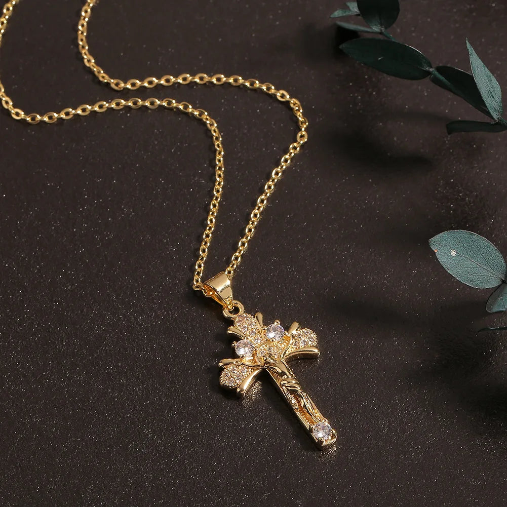 Zirkonia-Kette mit Kreuzanhänger