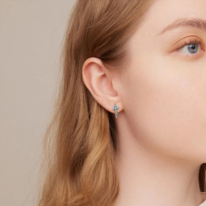 Kreuz-Ohrringe aus Silber mit Türkis