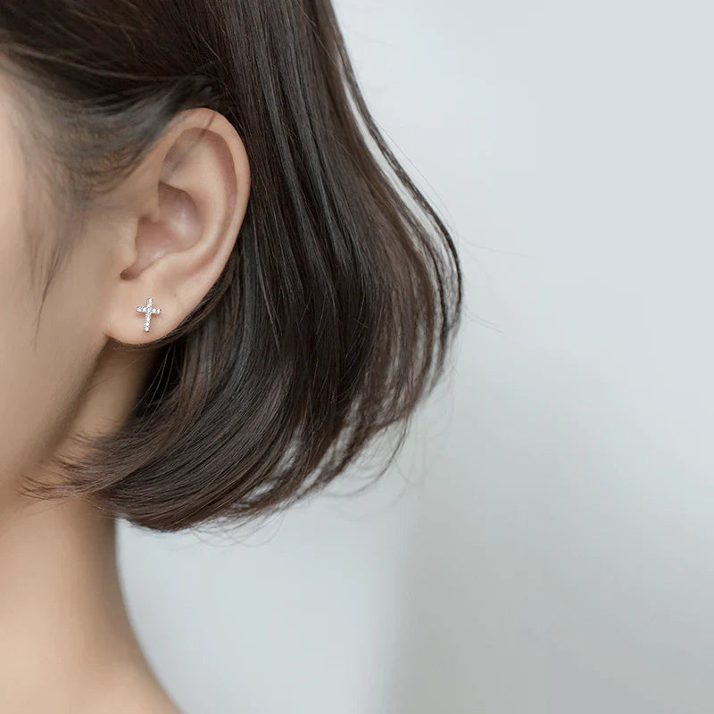 Strass-Kreuz-Ohrringe