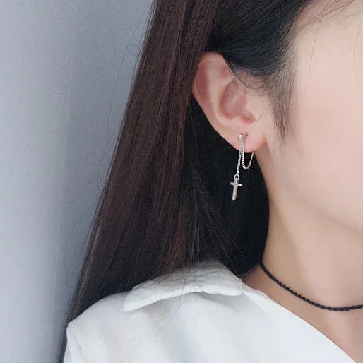 Ketten-Kreuz-Ohrringe