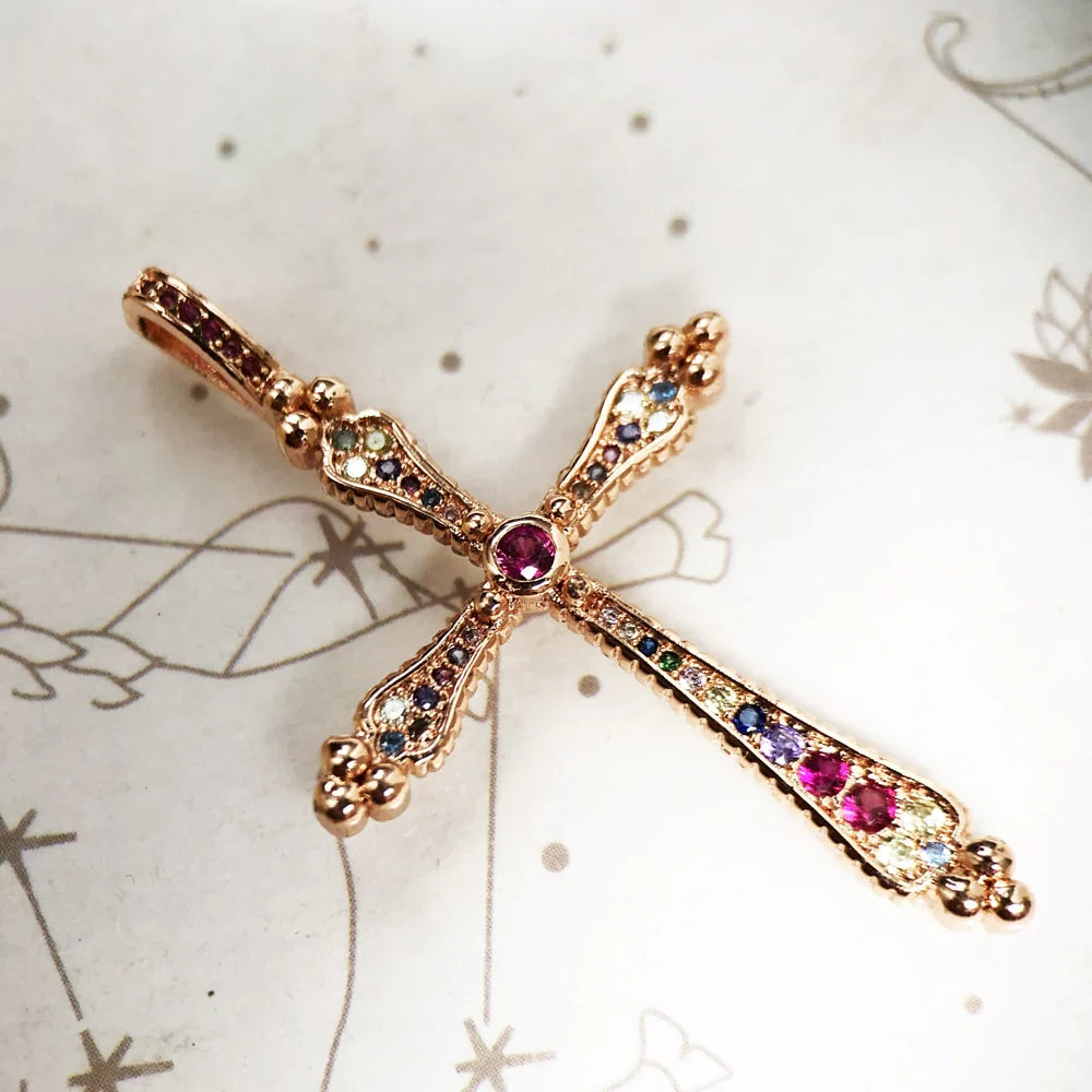 Pendentif Croix Rose