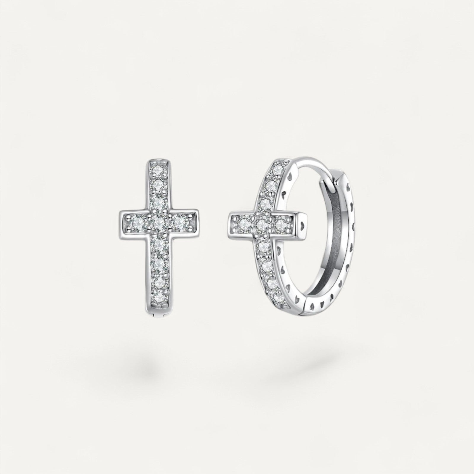 Kreuz Creolen Ohrringe mit Zirkonia