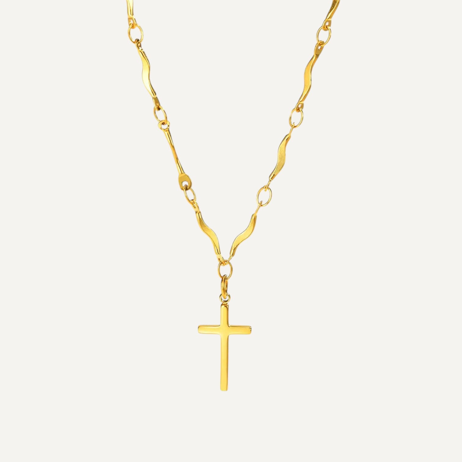 Feine Kreuz Halskette mit Detaillierter Kette