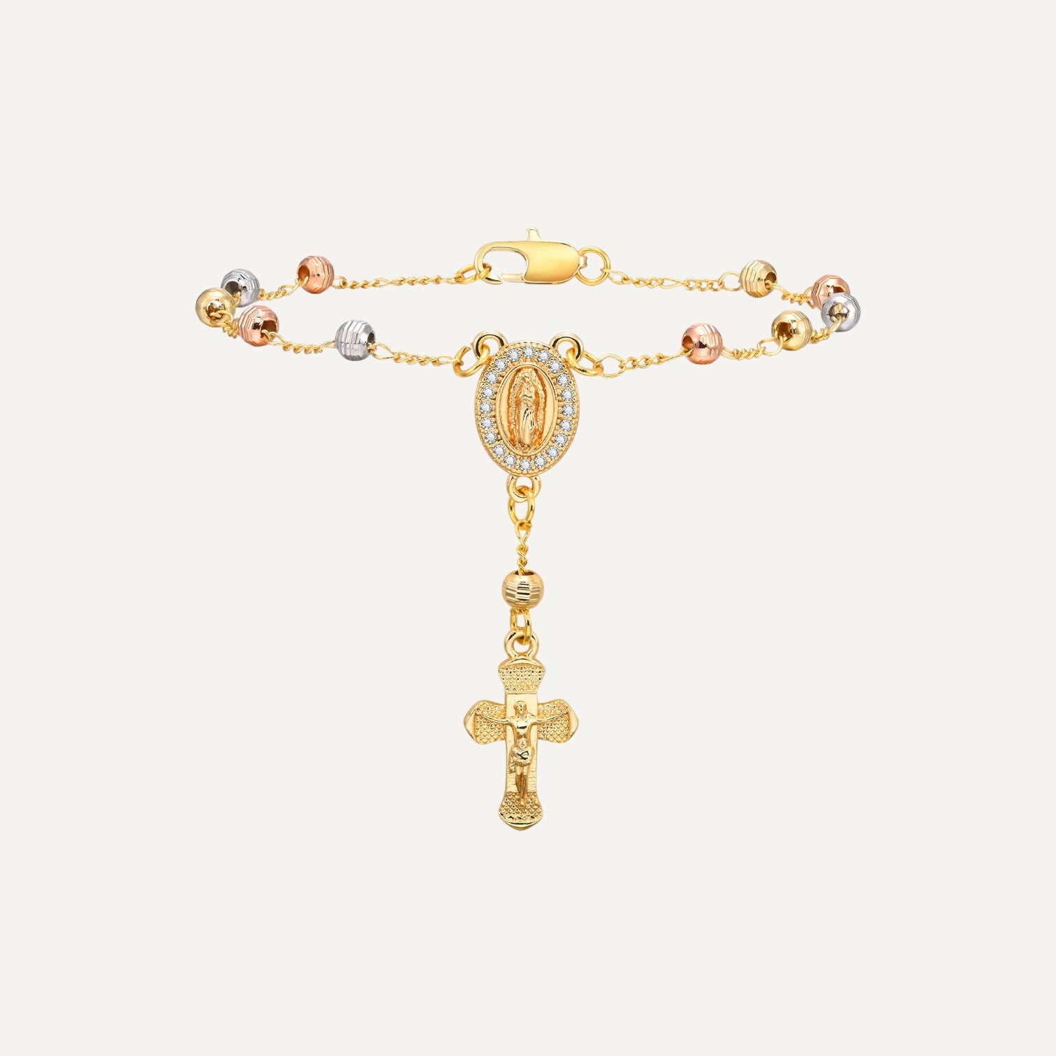 Rosenkranz Armband mit Medaille & Kreuz Eleganz