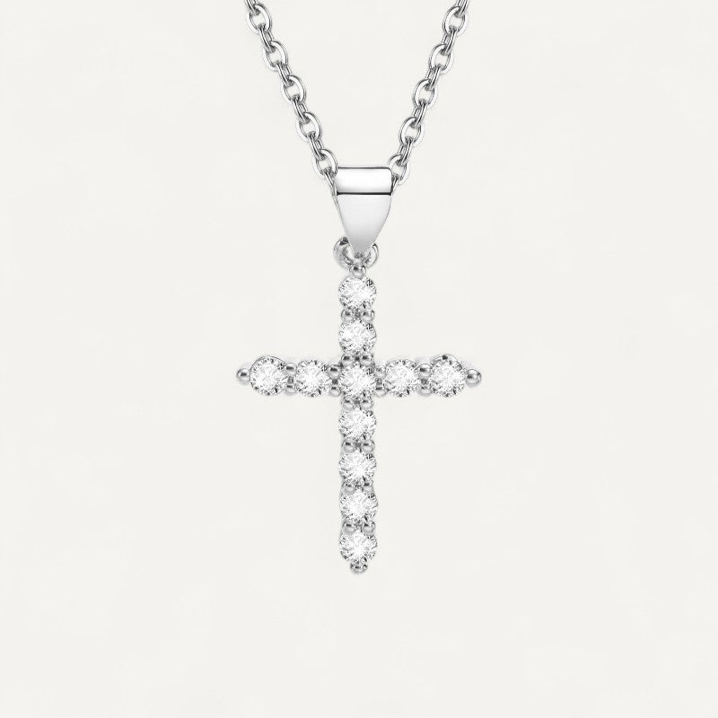 Kreuz-Halskette mit Einfachem Kristall