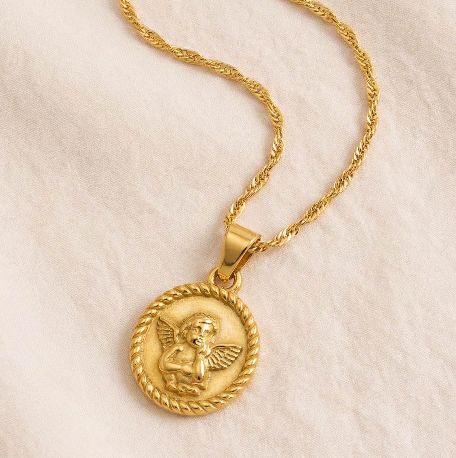 Kreuz Halskette Schutzengel Medaille