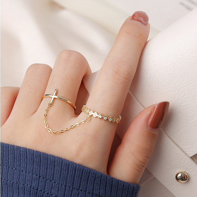 Doppelkreuz-Ring aus Sterlingsilber