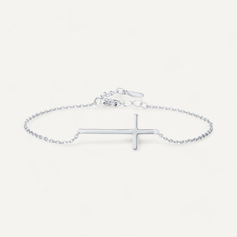 Silbernes Damenarmband mit Kreuz