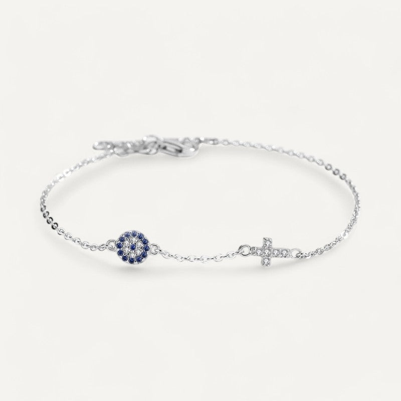 Armband mit Kreuz und Nazar-Amulett (Böser Blick)