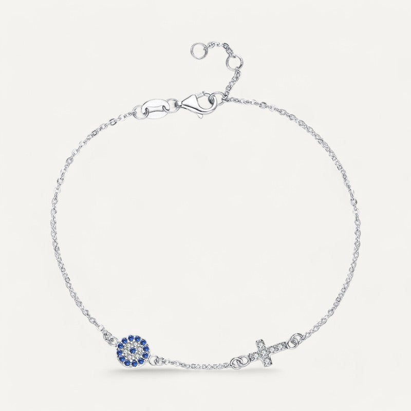 Armband mit Kreuz und Nazar-Amulett (Böser Blick)