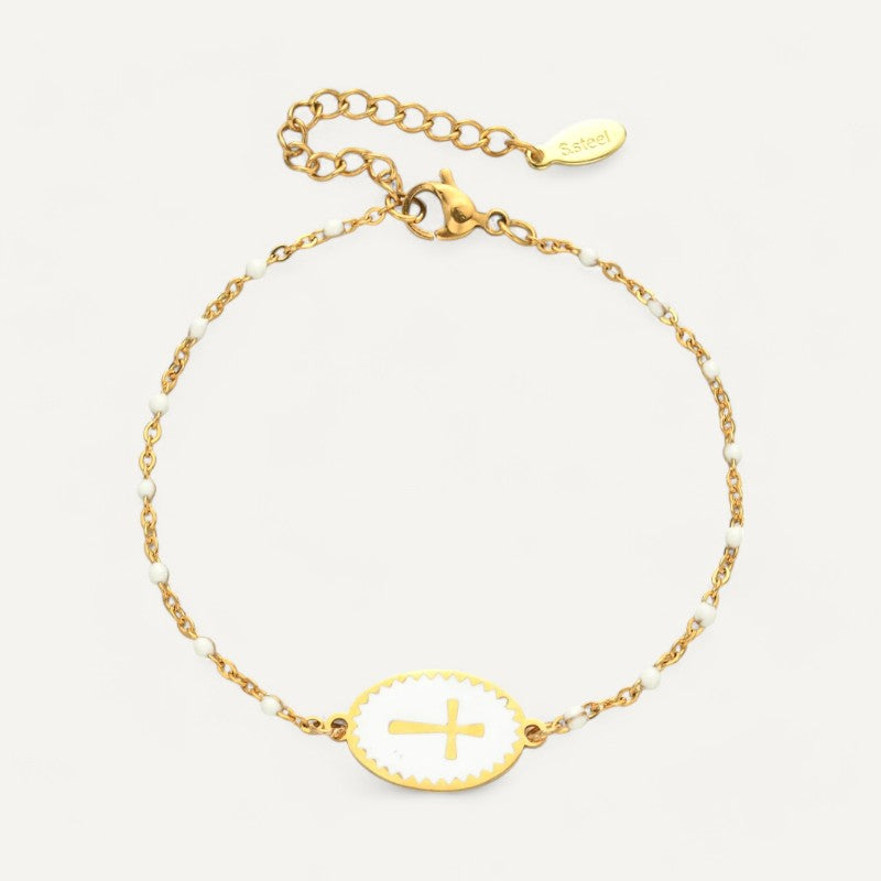 Emaille-Armband mit Kreuzanhänger